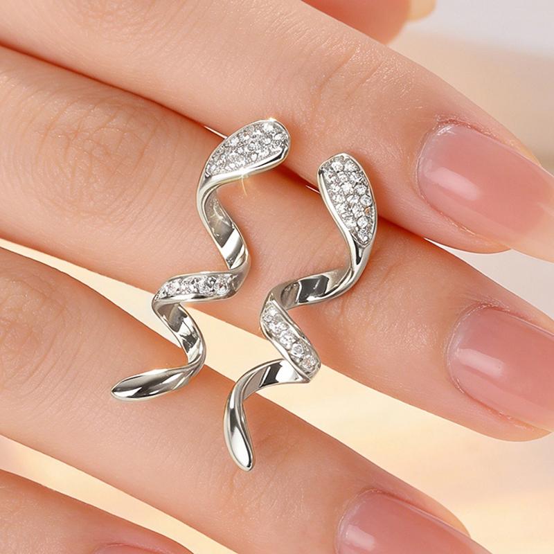 

Huitan Trendy Snake Shaped Drop Earrings for Women Inlaid Dazzling Crystal CZ Exquisite Female Dangle Earrings Daily Zircon