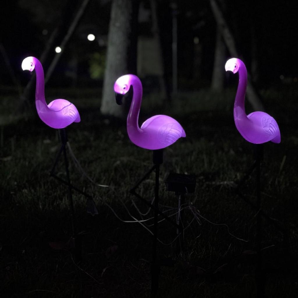 Solar LED Flamingo Landscape Courtyard Light: Three-in-One Iron Outdoor Atmosphere Lamp