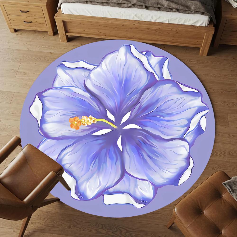1pc flower blue Round Chair mat Area Rug - Non-Slip, Floor Mat for Office, Bedroom, and Indoor Decor c1118011