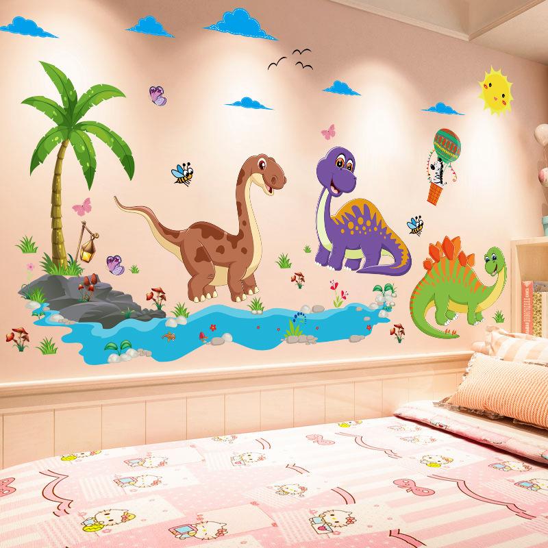 Cartoon Dinosaur 3d Wall Stickers  Baby and Children's Room Decoration  Bedroom Bedside Wallpaper Wall Decoration Stickers