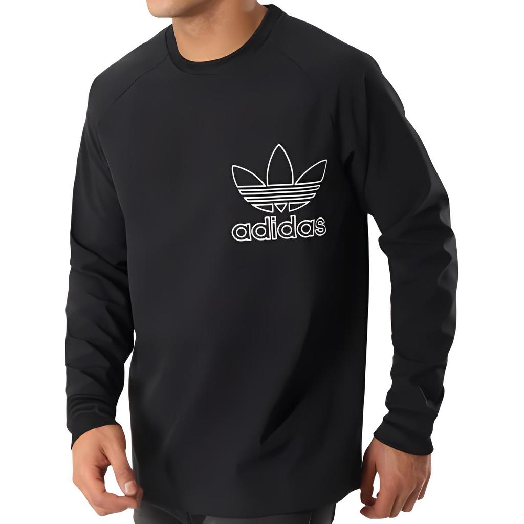 adidas Originals Letter Logo Bedrukt Ronde Hals Pullover Lange Mouwen Sweatshirt Heren sweatshirt Zwart DX3860