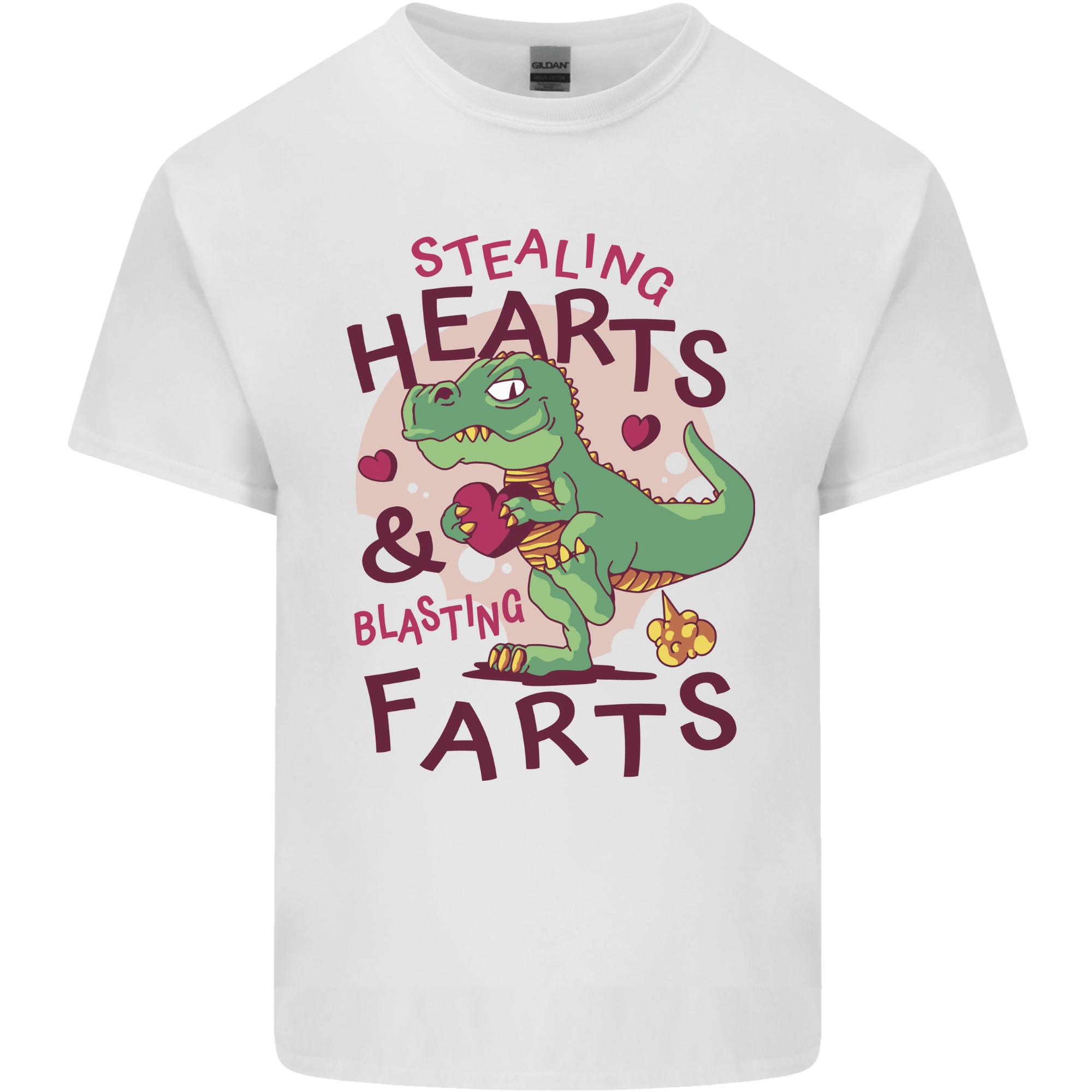 TRex Stealing Hearts Blasting Farts Dinosaur Unisexs Light Cotton TShirt S