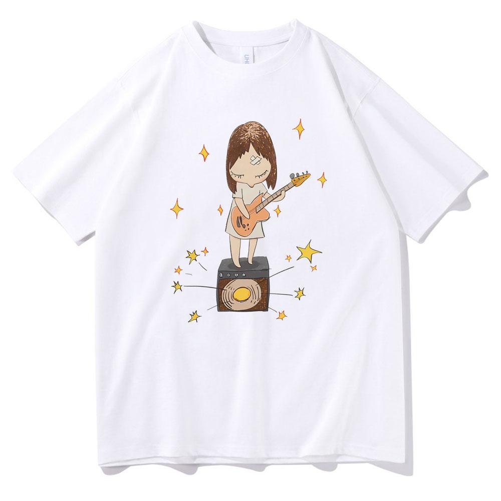 Yoshitomo Nara Guitar Gurl Print Tshirt Men Women Fashion Cartoon Oversized Short Sleeve Tshirt Unisex Casual Vintage T Shirts