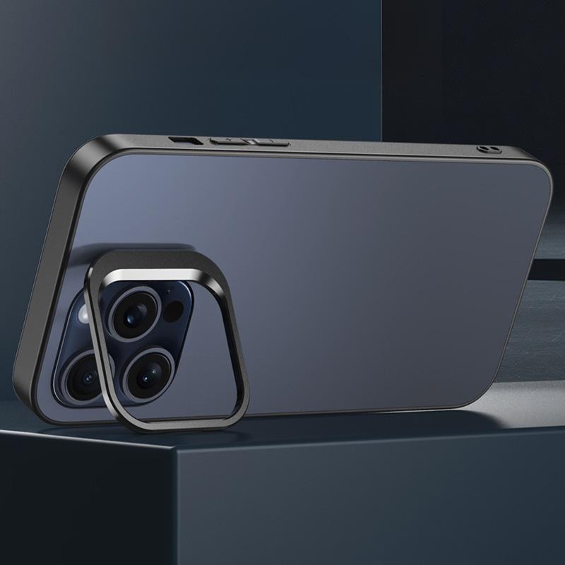 

For iPhone 14 Pro Matte Back Case Kickstand PC+TPU Phone Cover Dark Grey