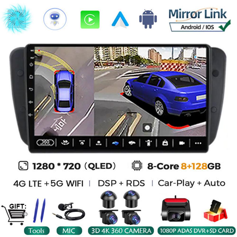 Android 14 Car Radio For Seat Ibiza 6j 2009 - 2012 Multimedia Video Player QLED Touch Screen GPS Navigation Carplay Auto Stereo