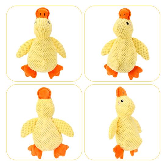 Quacking Yellow Duck Dog Toy Boredom Stress Relief Crochet Stuffed Duck Pet Chew Interactive Toy Puppy Calming Plush Doll Squeaky Toy Pet Supplies