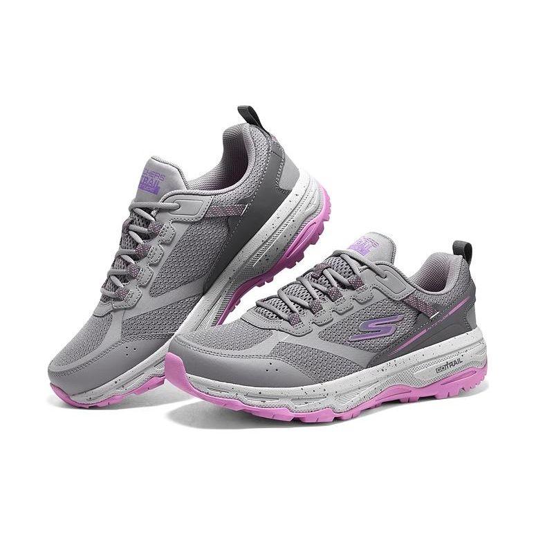 Skechers Comfortable Shock Absorbing Lightweight Low Top Running Shoes Women sneaker Gray Purple 128221C-GYPK