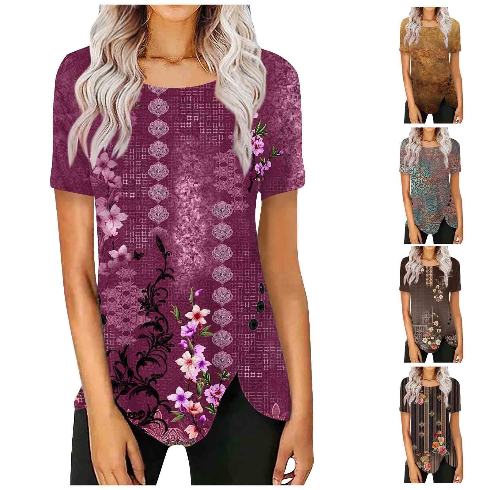 

Женская туника с коротким рукавом Свободные топы Повседневные топы больших размеров Плиссированная туника на пуговицах Повседневные летние футболки Женские топы Нарядные рубашки