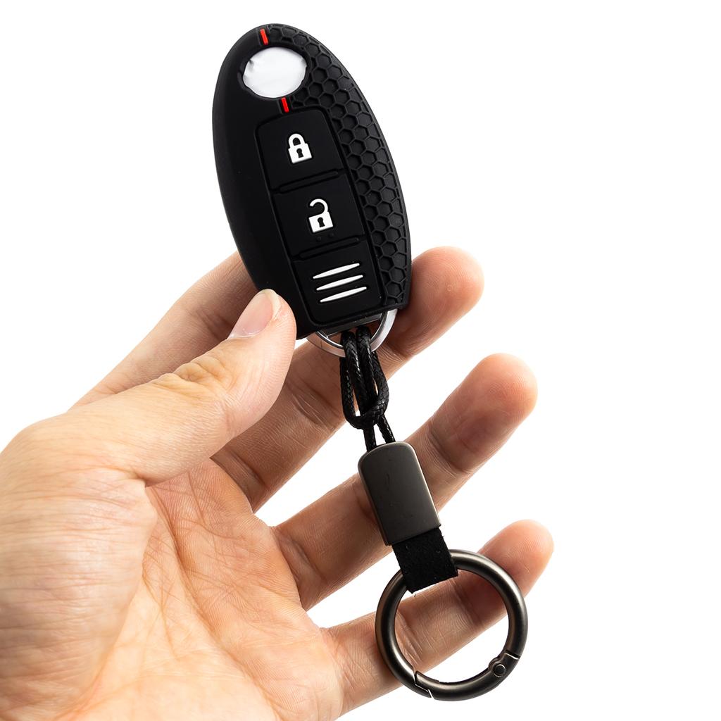 2x Silicone Car Key Fob Cover Case Holder Keychain For Nissan X-Trail Qashqai Rogue Sport Murano Note 370Z Juke Leaf Kicks Titan