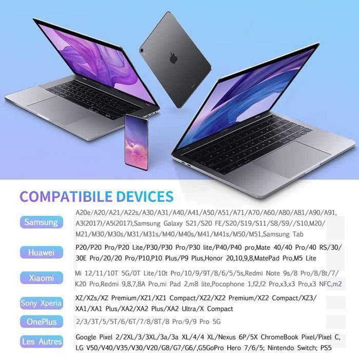 Câble USB Type C [2M,Lot de 2] Chargeur Cable 3A Charge Rapide Nylon Tressé Ultra Solide Cordon pour Samsung Galaxy S21 S20 S8 [83]