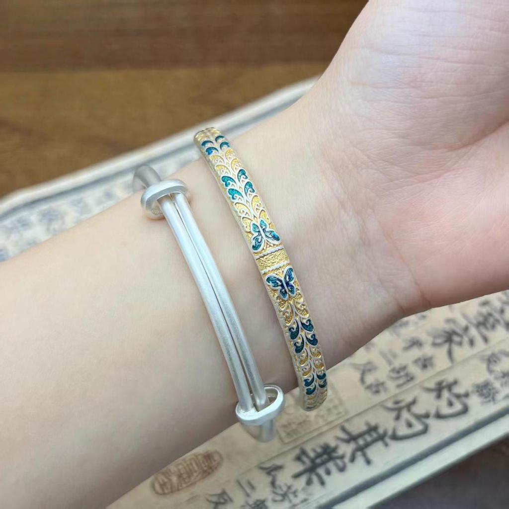 Gold Enamel Butterfly Bracelet for Zodiac Year, Women's Gift