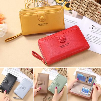 Lady Wallet Press Button Faux Leather Storage