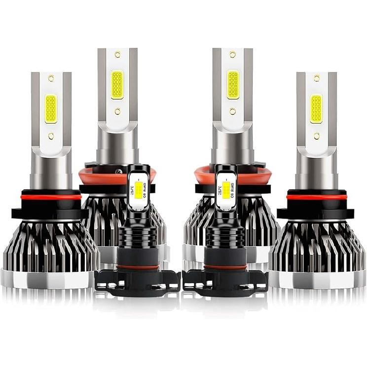 Compatible For Ford F150 2015 2016 2017 2018 Bulbs, 9005 High Beam + H11 Low Beam + 9140 Fog Light Bulbs Combo, 600% Brightness 6500K White, Plug