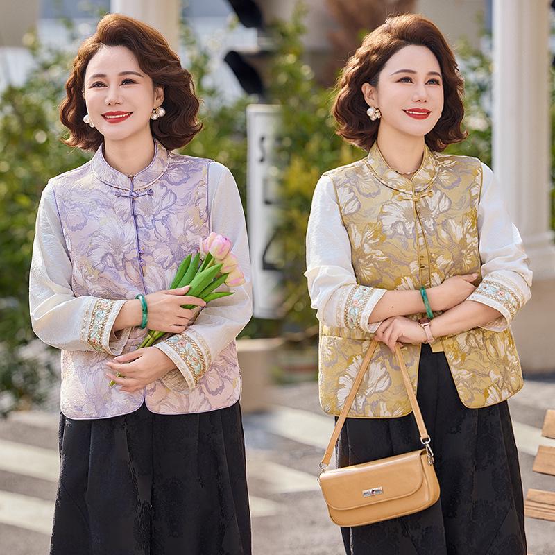 2026 Chinese Jacquard Jacket for Women, Mid-Season Spring/Autumn, Regular Shoulder, Round Neck