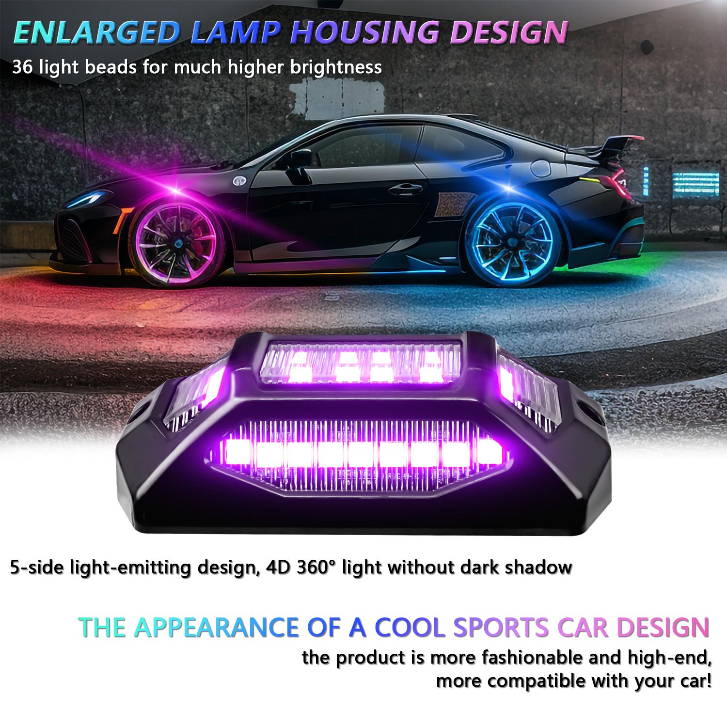 

G6 4 In 1 LED Car Underglow Lights RGB Rock Lights Music Sync Atmosphere Lamp for Off Road Vehicles Type A