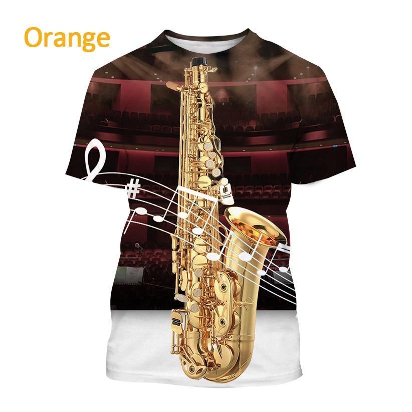 Men's Music Art Short-sleeved T Shirt 3D Printed New Jazz Musical Instrument Saxophone T Shirt Harajuku Style Streetwear Top