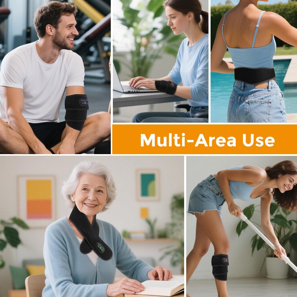 Red Light Heating Neck & Wrist Support with Vibration Massage – 660/850nm Therapy Heat Pack.