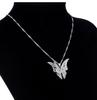 3D Hollow Pointed Butterfly Crystal Flower Necklace Alloy Fashion Exquisite Flying Wings Butterfly Necklace Ladies Jewelr