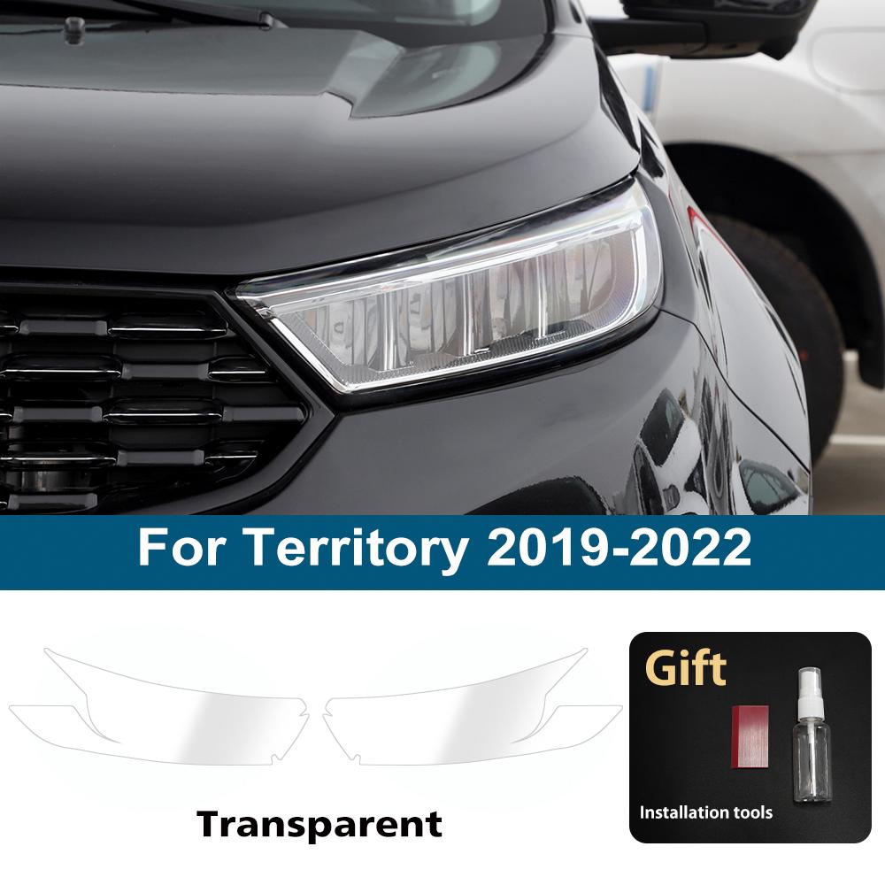 High-Gloss Car Headlight Protective Film For Ford Territory Equator Sport Smoke Black Pre Cut TPU PPF Anti-Scratch Vinyl Wrap