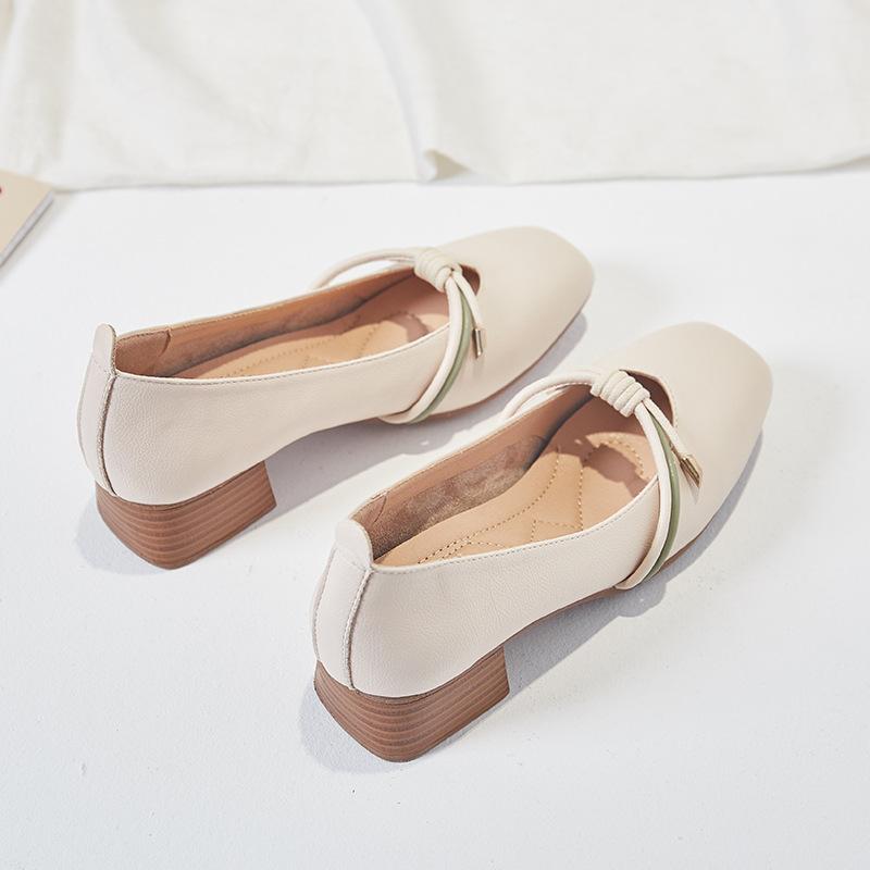 2025 Spring and Autumn New Medium Heel Early Autumn Autumn Shoes Late Evening Gentle Women's Shoes Mary Jane Grandma Shoes