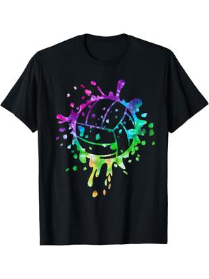 Volleyball Tie Dye T-Shirt for Adult, Soft Fabric, Breathable, Comfortable Short Sleeve Tees Perfect for Gift, S-XXXL, Black