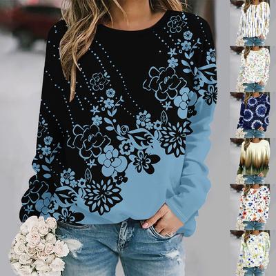 2025 Übergröße Herbst und Winter Neue Mode Rundhals Langarm Bedruckt Elegant Lässig Locker Kapuzenpullover