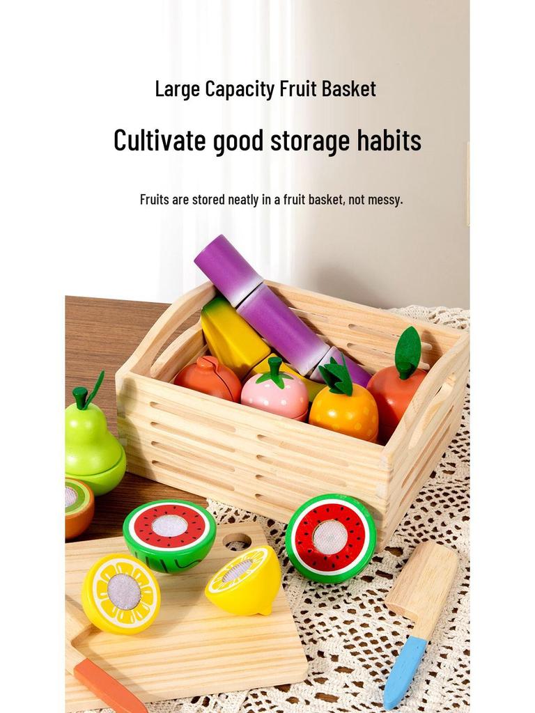 Wooden Fruit Cutting Playset: Hands-on Educational Kitchen Toy for Early Learning