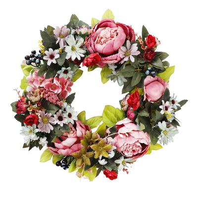 Künstlicher Vintage-Pfingstrosenkranz-Kerzenständer für dekorative Blumen zu Weihnachten und Halloween
