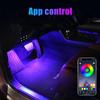 OKEEN 4PCS Car Atmosphere Led Foot Light USB Lighter APP Control RGB Multiple Modes Auto Interior Ambient Decorative