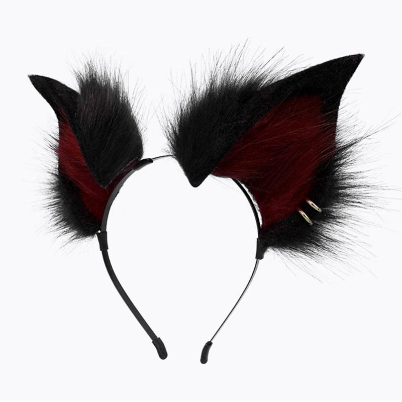 Katzen Cosplay Zubehör Set Kunsthaar Ohren Haarband und Schwanz für Halloween Party und Kostüm Event
