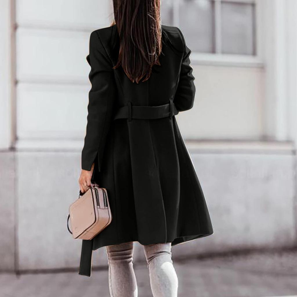 Fashion Trench Coats For Women's Long Trench Coat Slim Classic Solid Color Coats