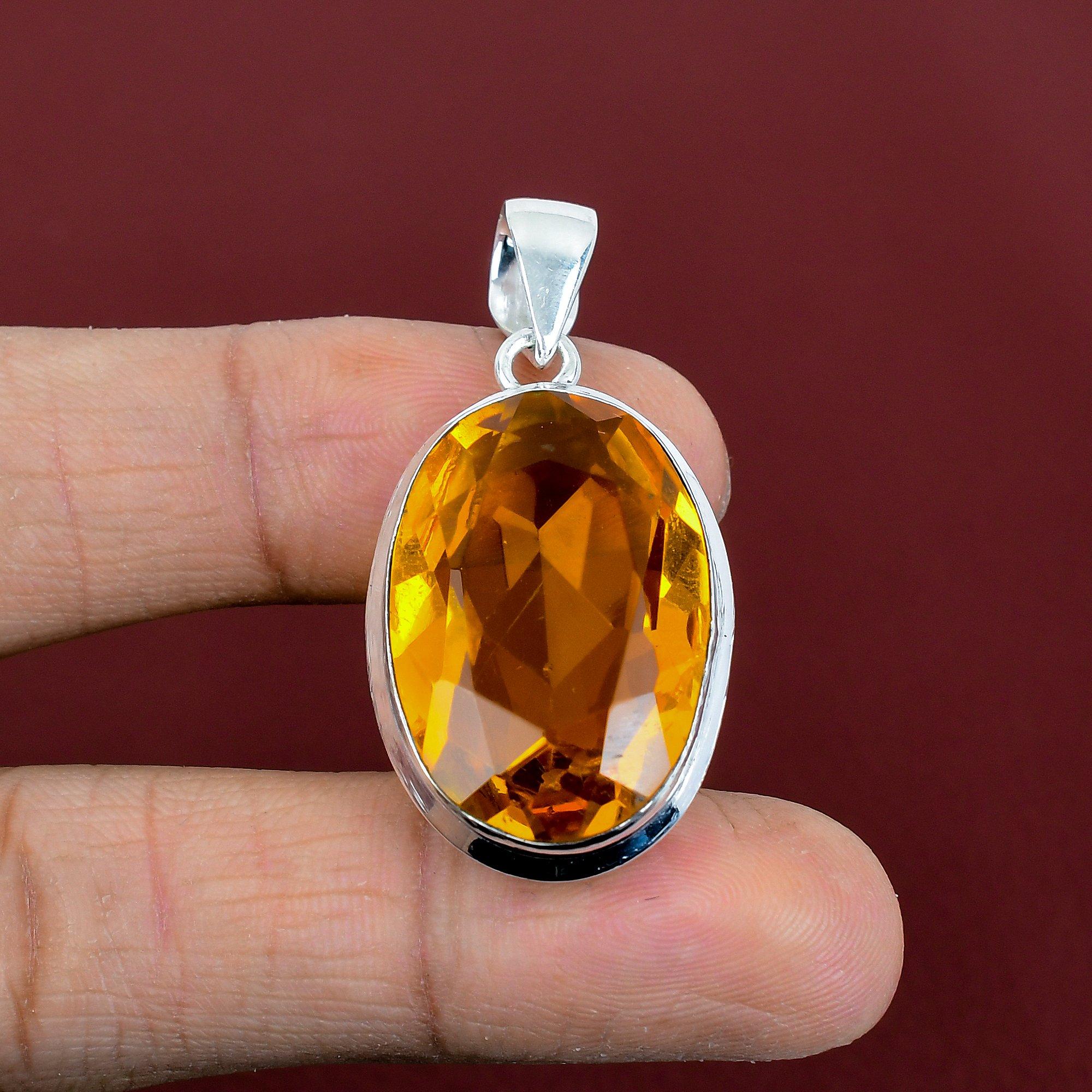 Faceted citrine pendant 925 sterling silver pendant handmade brand new pendant citrine gemstone jewelry unique design pendant gifts for mom