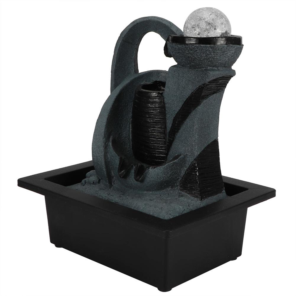 Indoor Tabletop Water Fountain Ornament with Water Pump LED Light for Home Office DecorationType