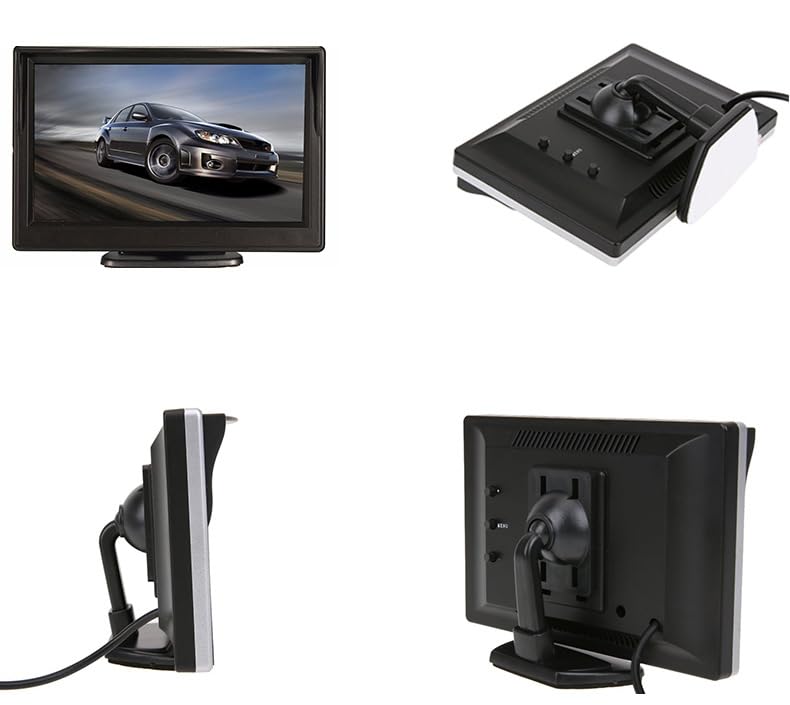 AIEK 5-inch LCD On-Dash Monitor, 2 Video Inputs, Parking Monitor, /24V Universal