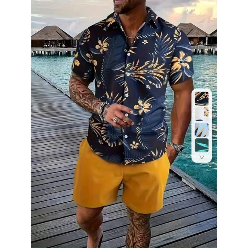 Men's Simple Pattern 3D Print Shirt Button Up Shirt Casual Shirt Summer Shirt Short Sleeve Daily Vacation Clothing