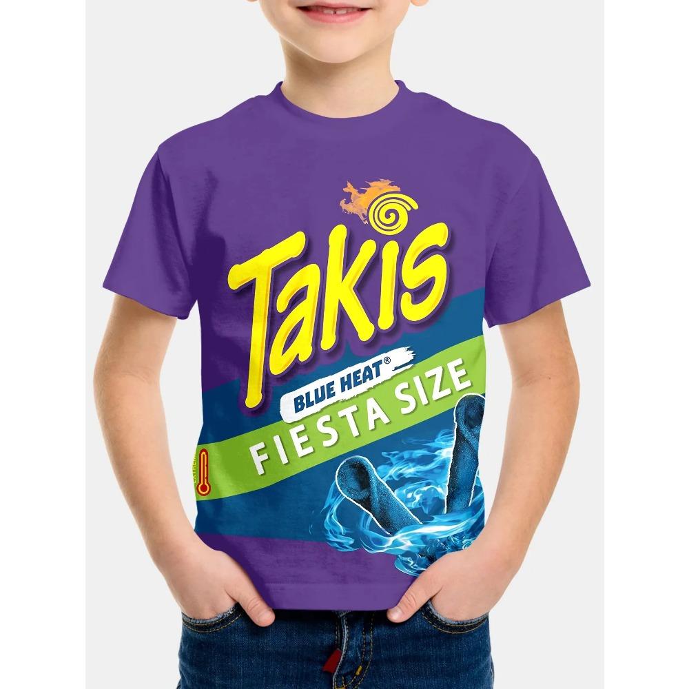 

Смешные чипсы 3D-печать Takis Индивидуальная детская модная футболка Круглый вырез Короткий рукав Мальчики Девочки Дети Повседневные топы 110