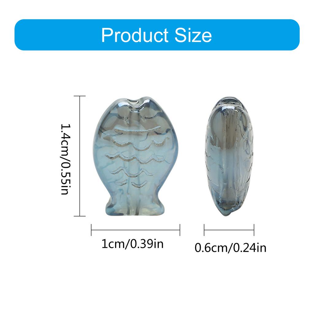 30Pcs Ocean Themed Crystal Glass Beads Fish Shape Glass Loose Beads Jewelry Making Beads Earrings Beads for Necklaces