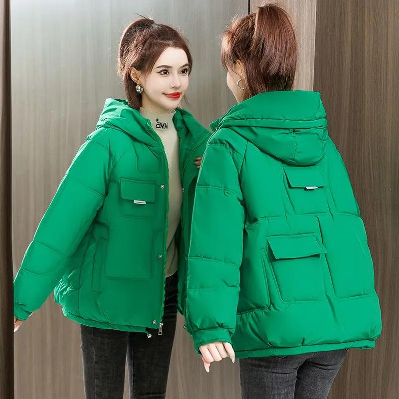 Women's Fall and Winter Thickened Warm Short Bread Clothing Solid Color Loose Jacket