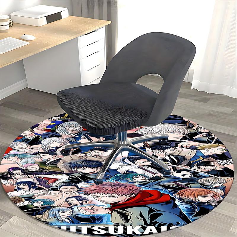 1pc Anime Character Round Carpet  Fitsuoka Design, Office Chair Mat, NonSlip Rug for Home Decor, Seasonal Gift, Suitable for Office, Living Room