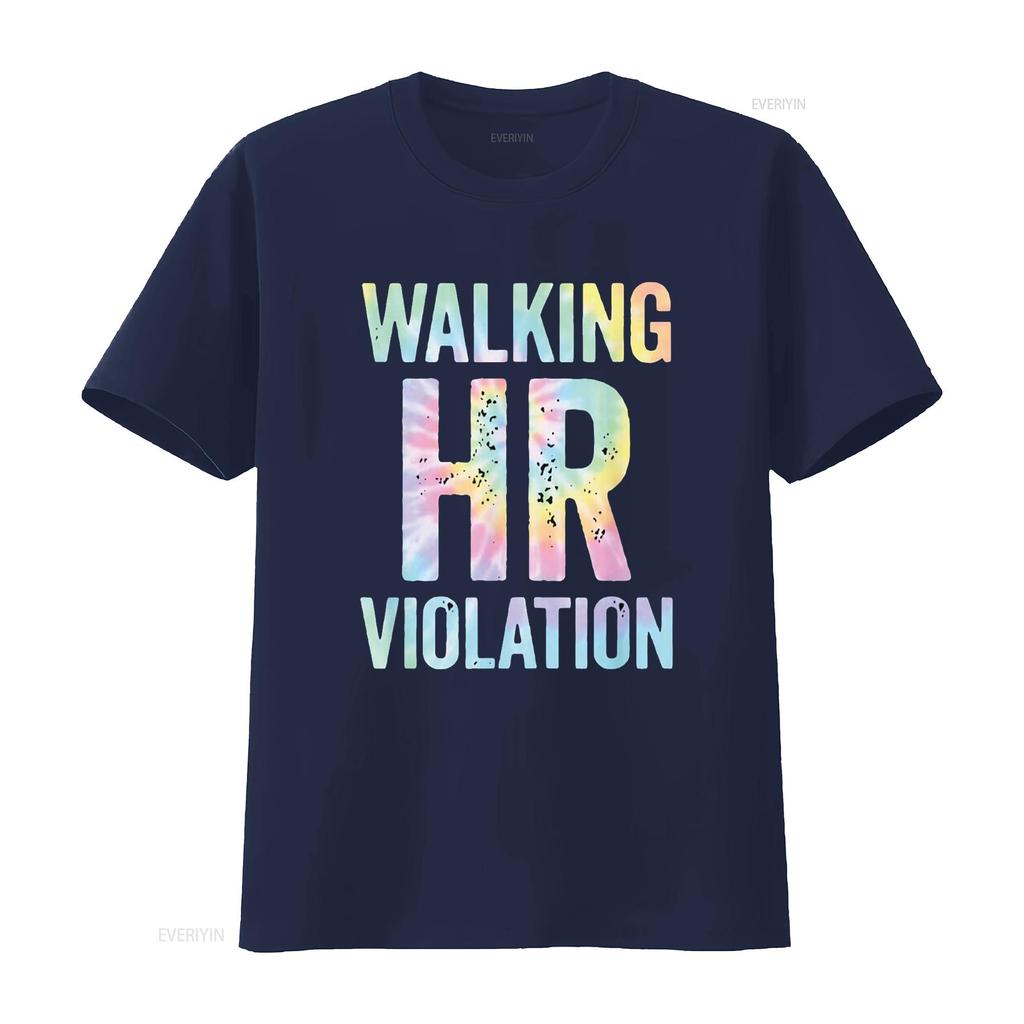 Vintage Walking HR Violation Human Resources Nigh Tie Dye T Shirt vintage Washed Top For Everyday Wear Casual graphic Versatile