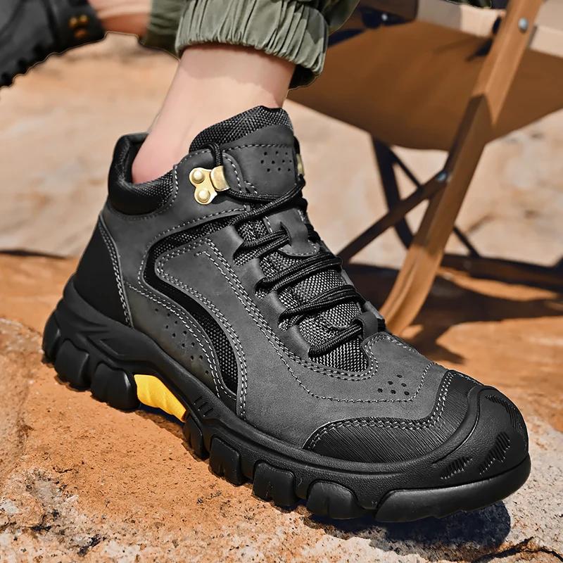High-quality Men's Mountaineering Boots Waterproof and Anti Slip Outdoor Sports Travel Shoes Hiking Boots Men Winter Snow Boots