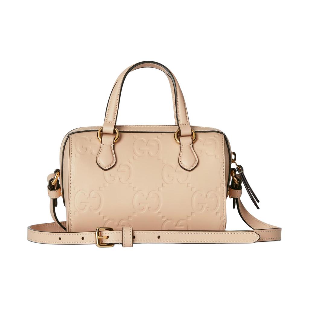 Gucci GG Kabartmalı Mini Üst Saplı Boston Çanta Pembe Deri Altın Donanım Günlük Kullanım 790130-AAC1Q-5701