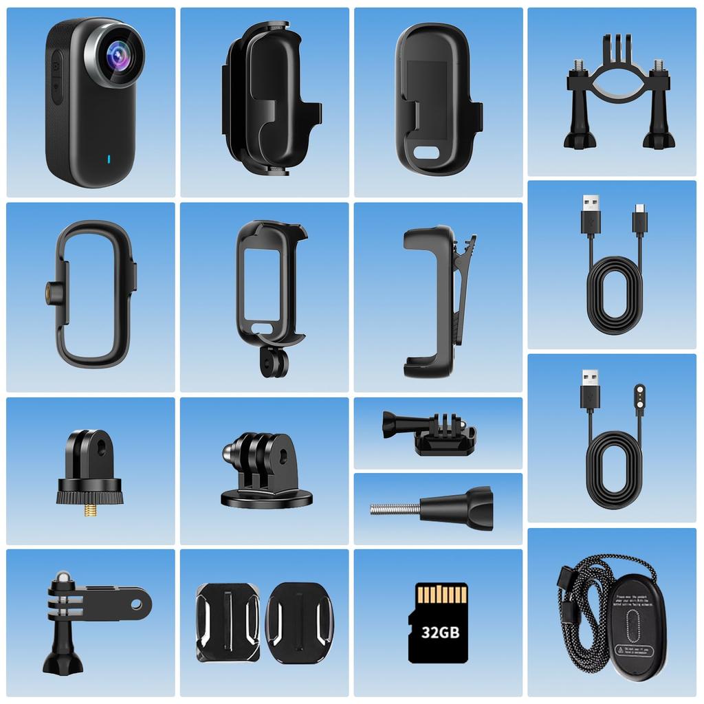 4K Action Mini Vlog Wearable Small Video Smartphone Wide Battery Night Card Supports Lightweight Overwrite IP65 for Pet Mountable on Motorcycles and