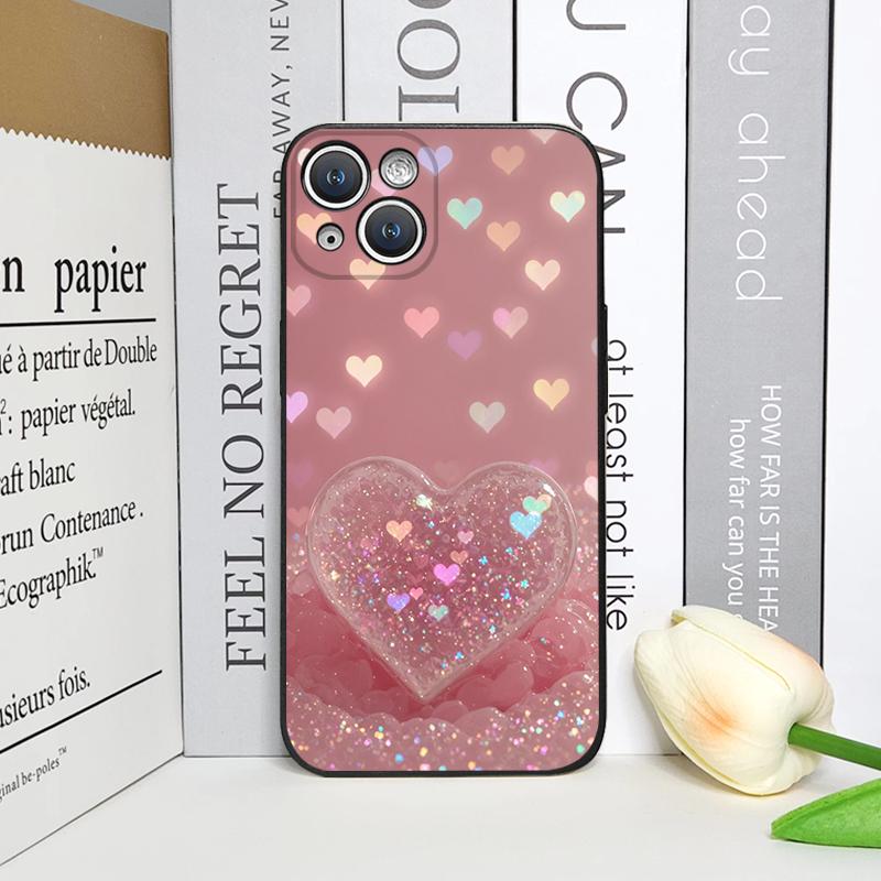 

Stylish Pink Heart-Shaped Crystal Phone Case for iPhone 17 16 12 11 14 Plus 13 14 15 Pro Max 12 13 Mini X XS MAX XR Soft Covers iPhone 15 Pro Max