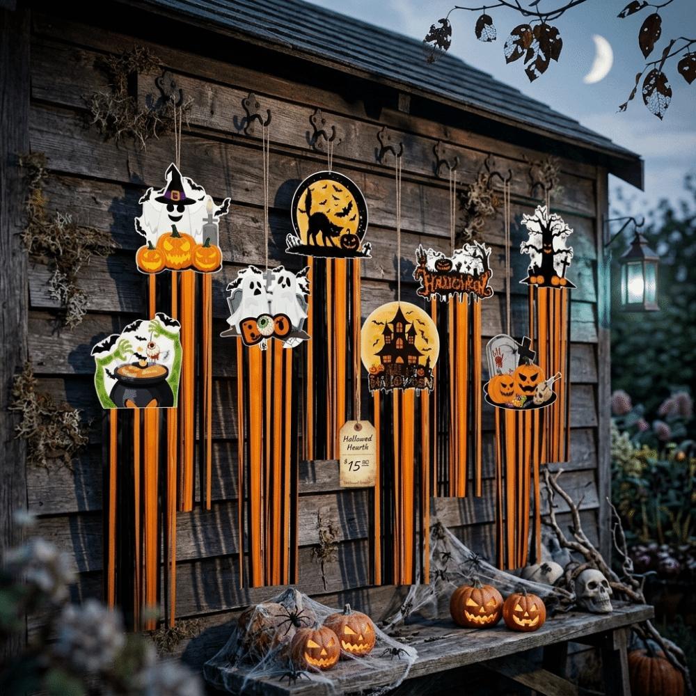 8Pcs Creative Halloween Pumpkin Hanging Decor DIY Halloween Hanging Sign Front Door