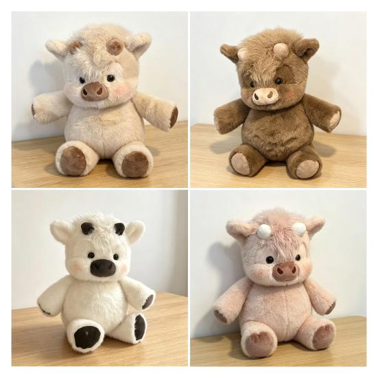 Highland Cow Plush Toy Soft Stuffed Animal Doll for Kids Adults Cute Huggable Birthday Gift Bedroom Decor Cozy Companion for Sleep Relaxation
