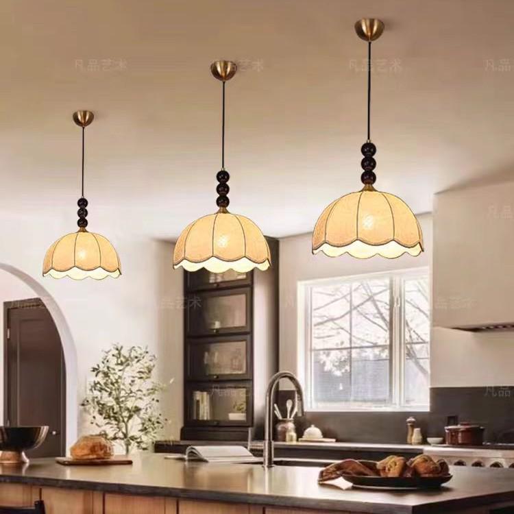 French Vintage Double Head Pendant Light - Retro Wabi-Sabi Style for Dining, Bedroom, or Study