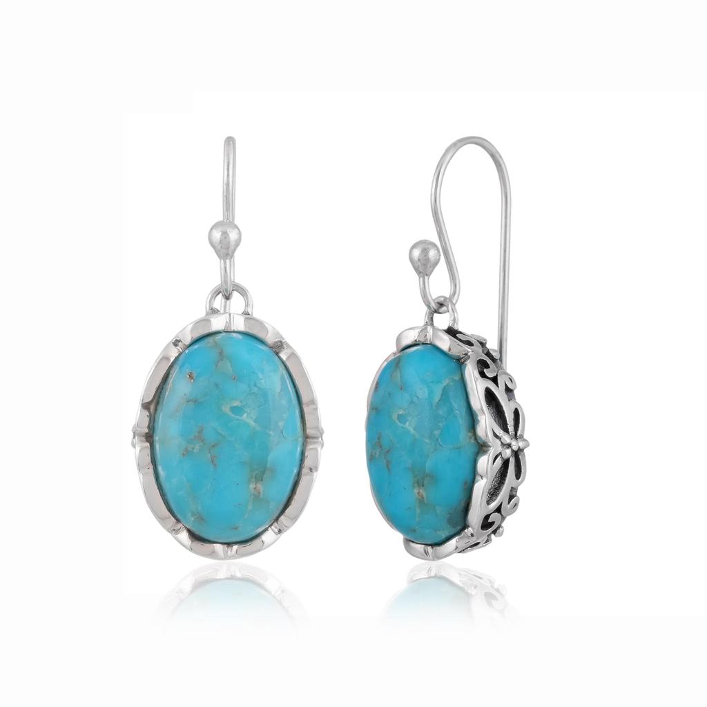 Mohave Turquoise Drop Earrings: 925 Sterling Silver Jewelry