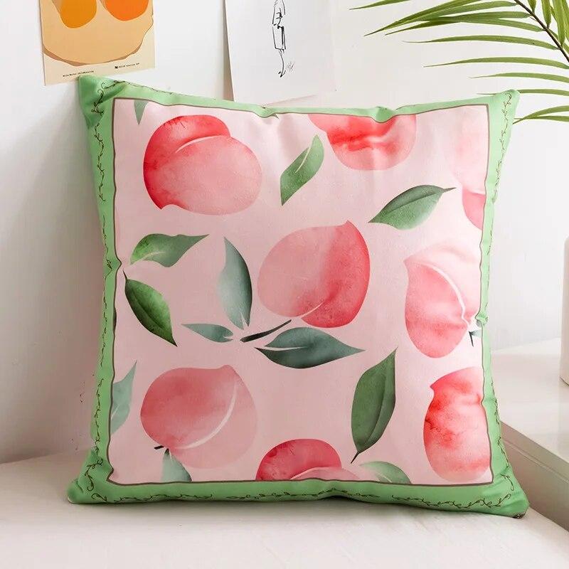 Minimalist Creative Abstract Line Pillowcase Peach Lemon Pear Fruit  Sofa Office Seat Cushion Cover Home Decoration