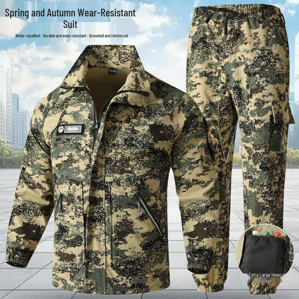 Set da lavoro mimetico da uomo: Resistente all'usura, Traspirante, Elastico Abbigliamento Primavera/Autunno